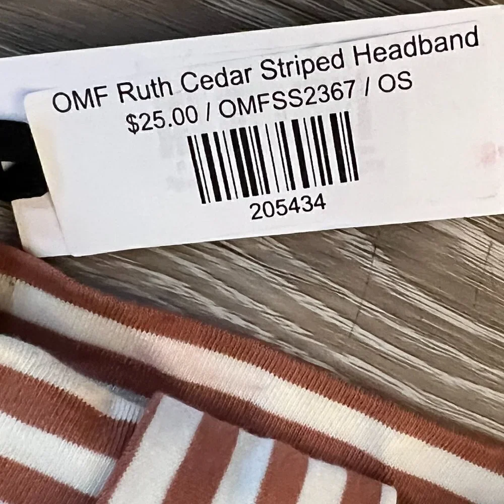 1 + In The Family Ruth Cedar Striped Headband Made In Spain Cotton